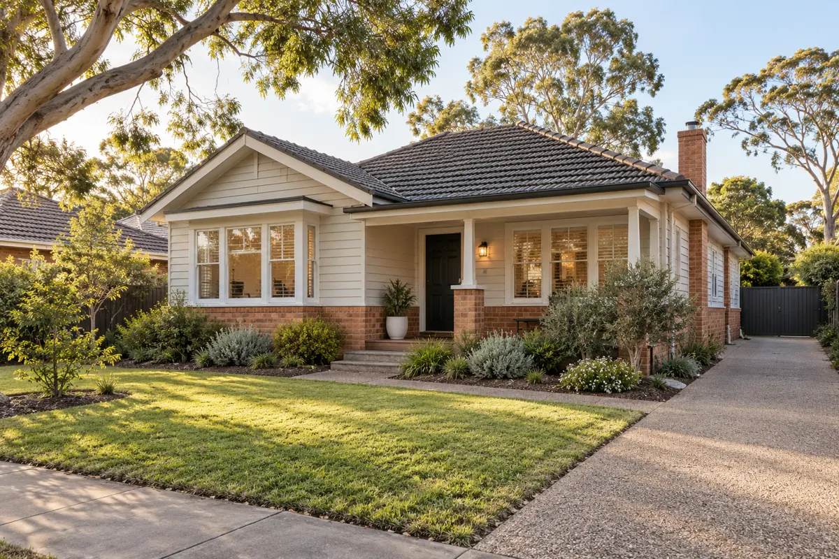 An Australian family home surrounded by a leafy garden
